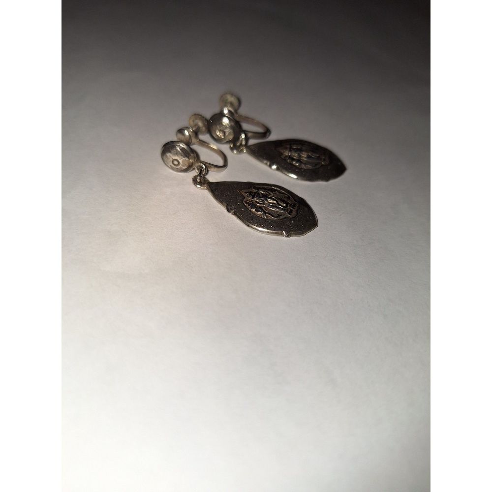 Vintage Screw Back Earrings Elephant Siam Sterling 925 - Picture 5 of 8